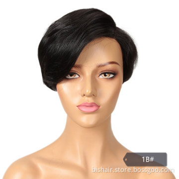 Wholesale Short Straight Lace Side Part Pixie Bob Human Hair Wig For Women With Brazilian Remy Ombre Blonde Colore Wigs